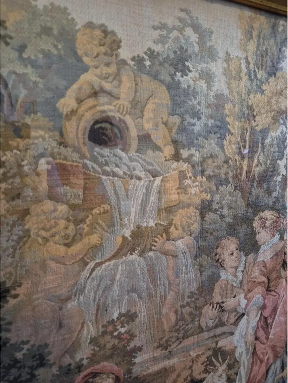 Vintage French Aubusson Jaquar Tapestry Wallhanging 42.5